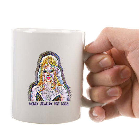 Willow Pill RuPaul's Drag Race Coffee Mug Money Jewelry Hot Dogs